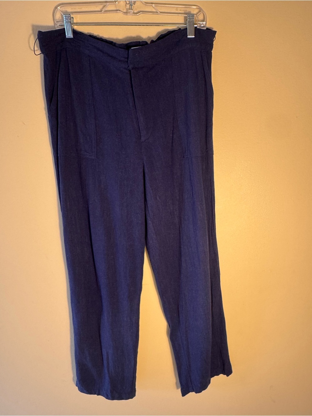 Skyes the Limit Women’s Navy Relaxed Linen-Blend Ankle Pants